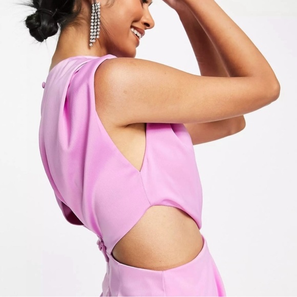 ASOS Draped Midi Dress in Light Pink - Picture 4 of 7